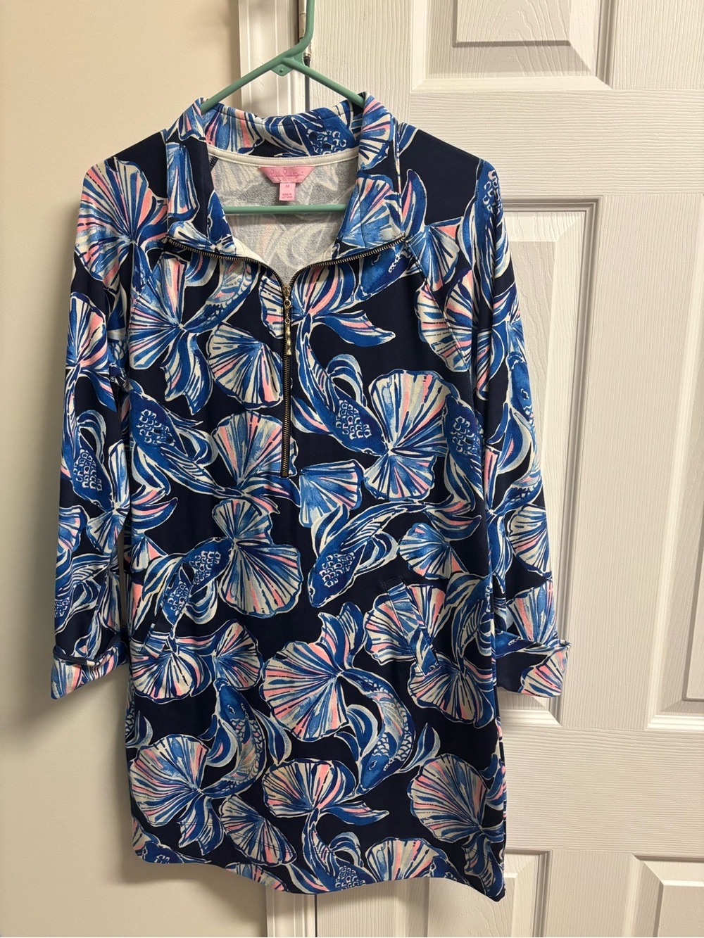 Lilly Pulitzer Navy Floral Quarter-Zip Dress